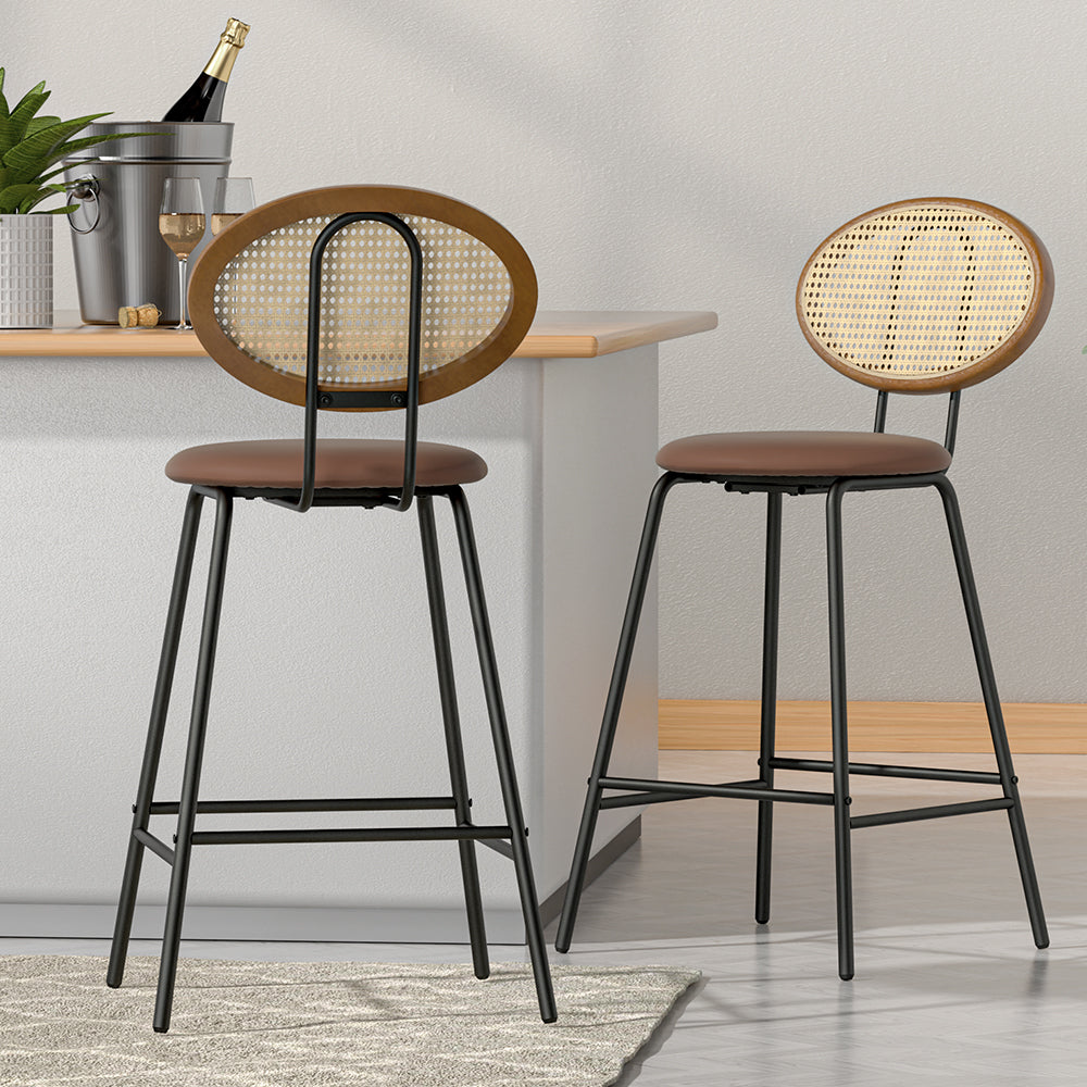 artiss 2x bar stools pu leather stools brown