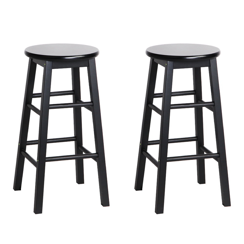 artiss 2x bar stools round chairs wooden black