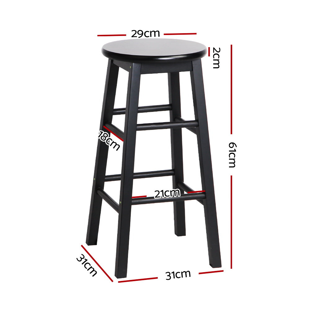 artiss 2x bar stools round chairs wooden black