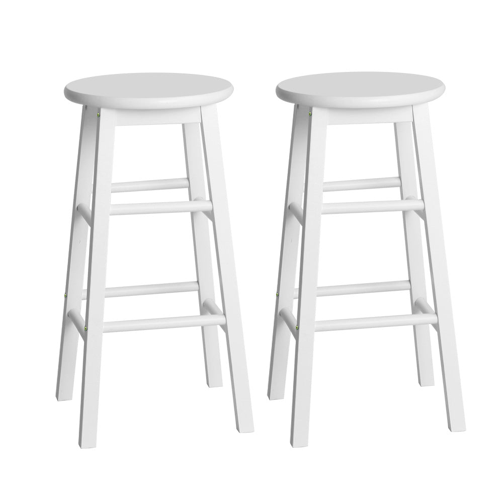 artiss 2x bar stools round chairs wooden white