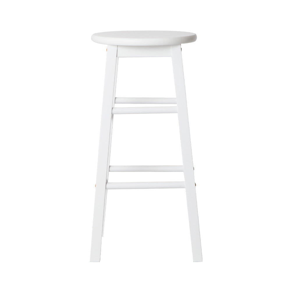 artiss 2x bar stools round chairs wooden white