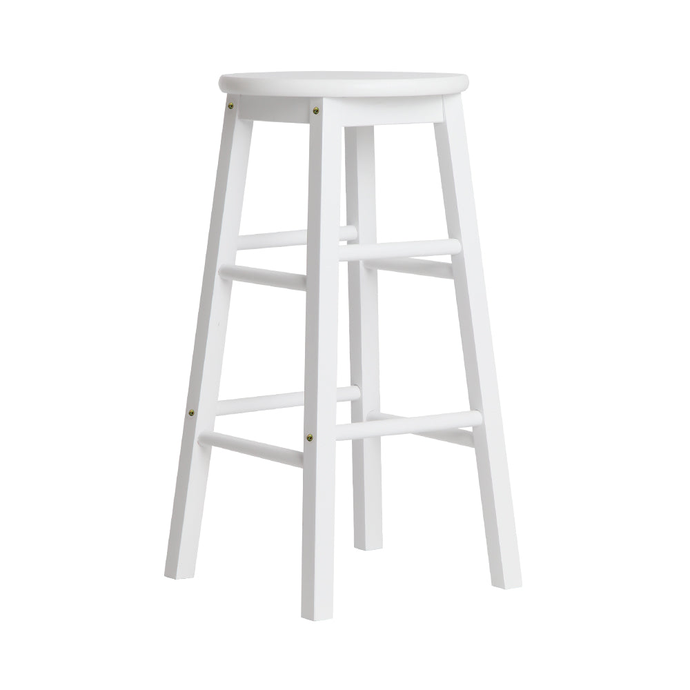 artiss 2x bar stools round chairs wooden white