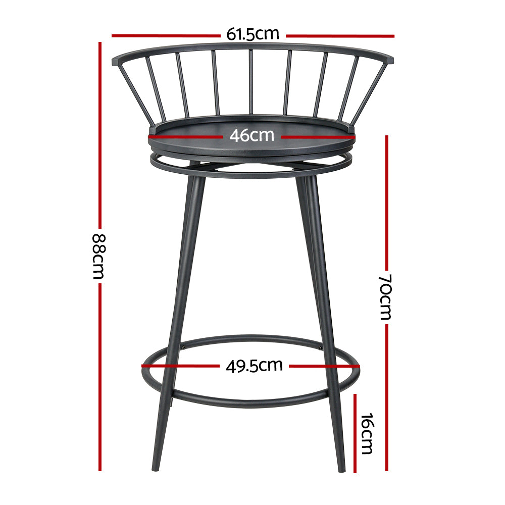 artiss 2x bar stools swivel metal chairs