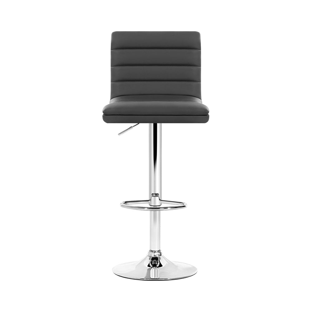 artiss 2x bar stools padded leather gas lift grey