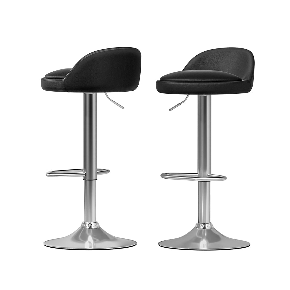 artiss 2x bar stools pu leather gas lift black