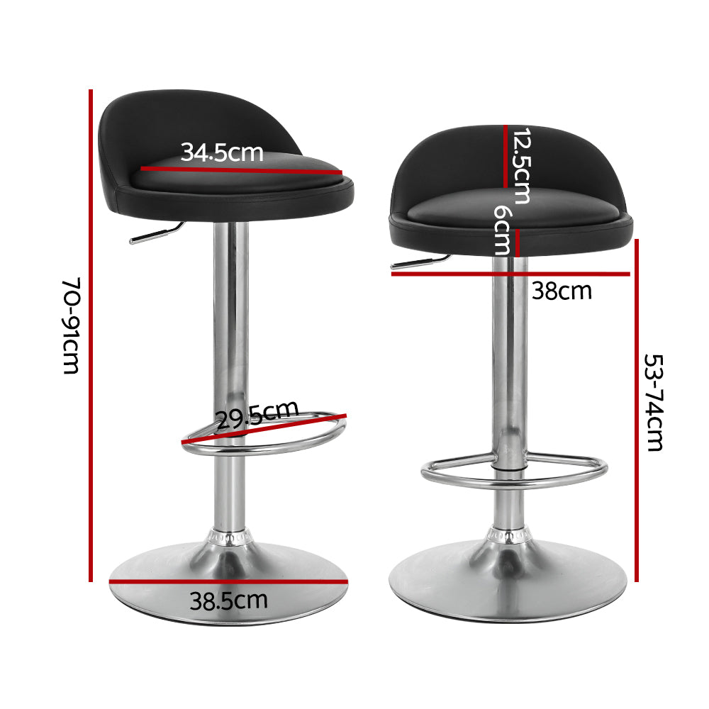 artiss 2x bar stools pu leather gas lift black