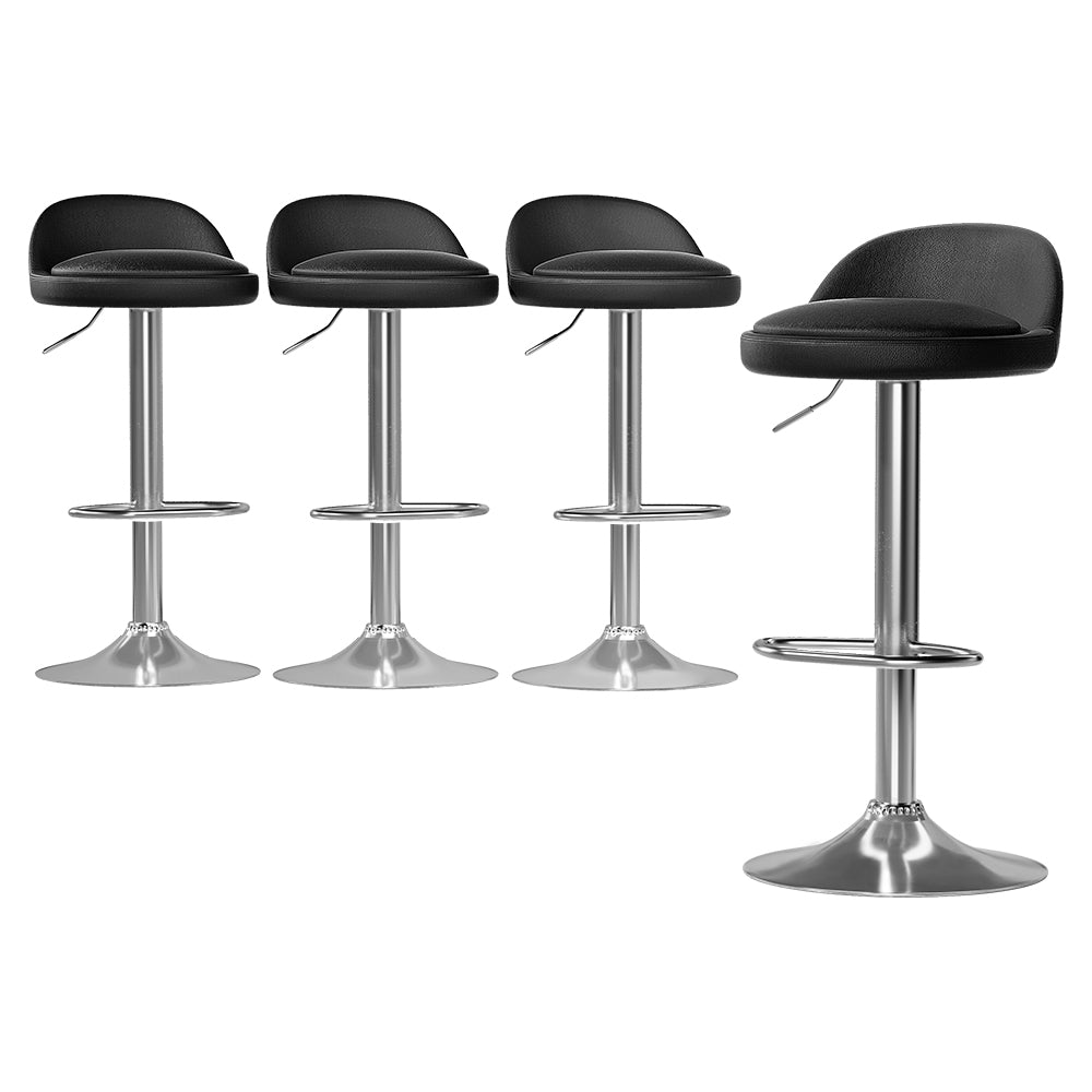 artiss 4x bar stools pu leather gas lift black