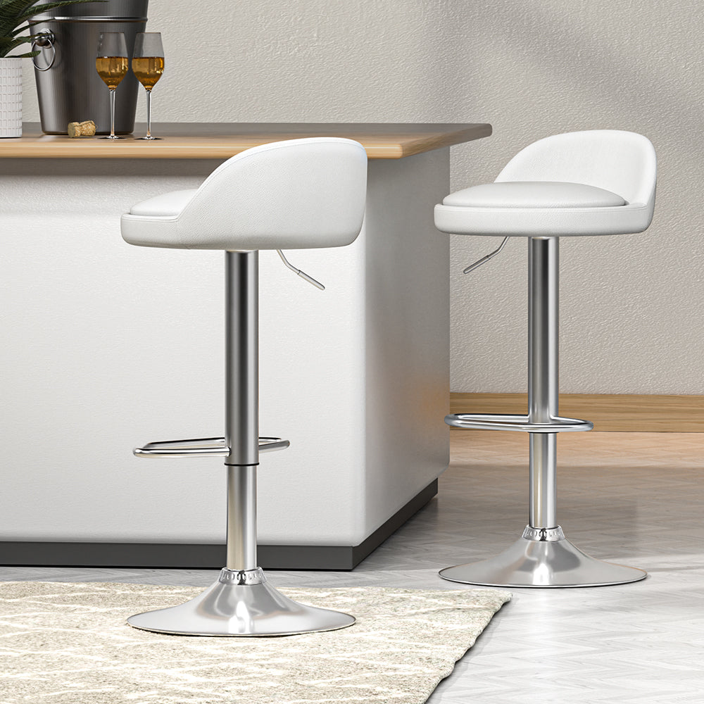 artiss 2x bar stools pu leather gas lift white