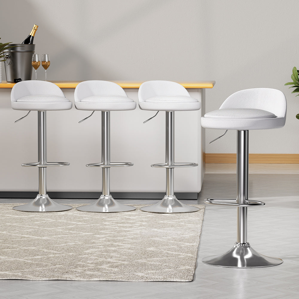 artiss 4x bar stools pu leather gas lift white