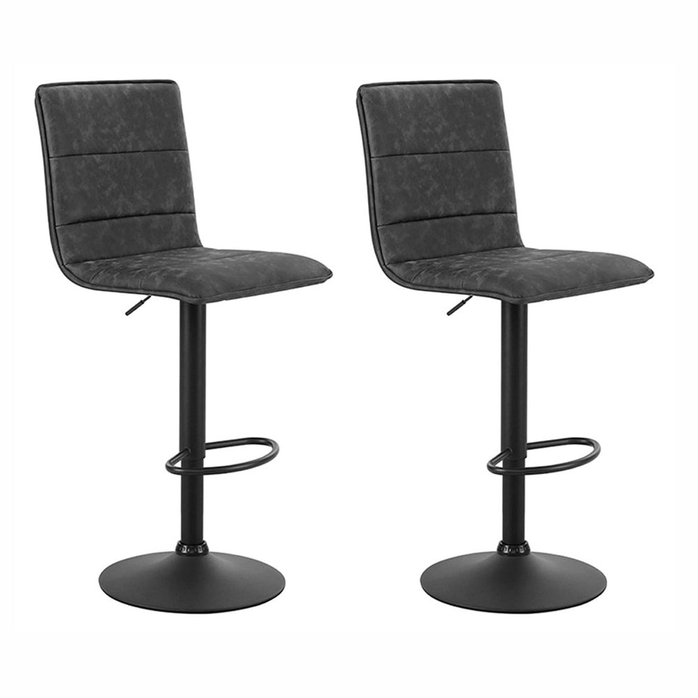 artiss 2x bar stools gas lift vintage leather grey