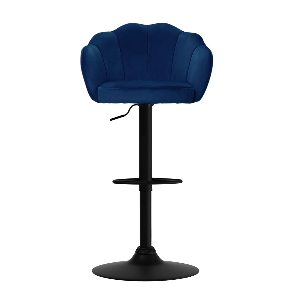 artiss 2x bar stools gas lift velvet blue