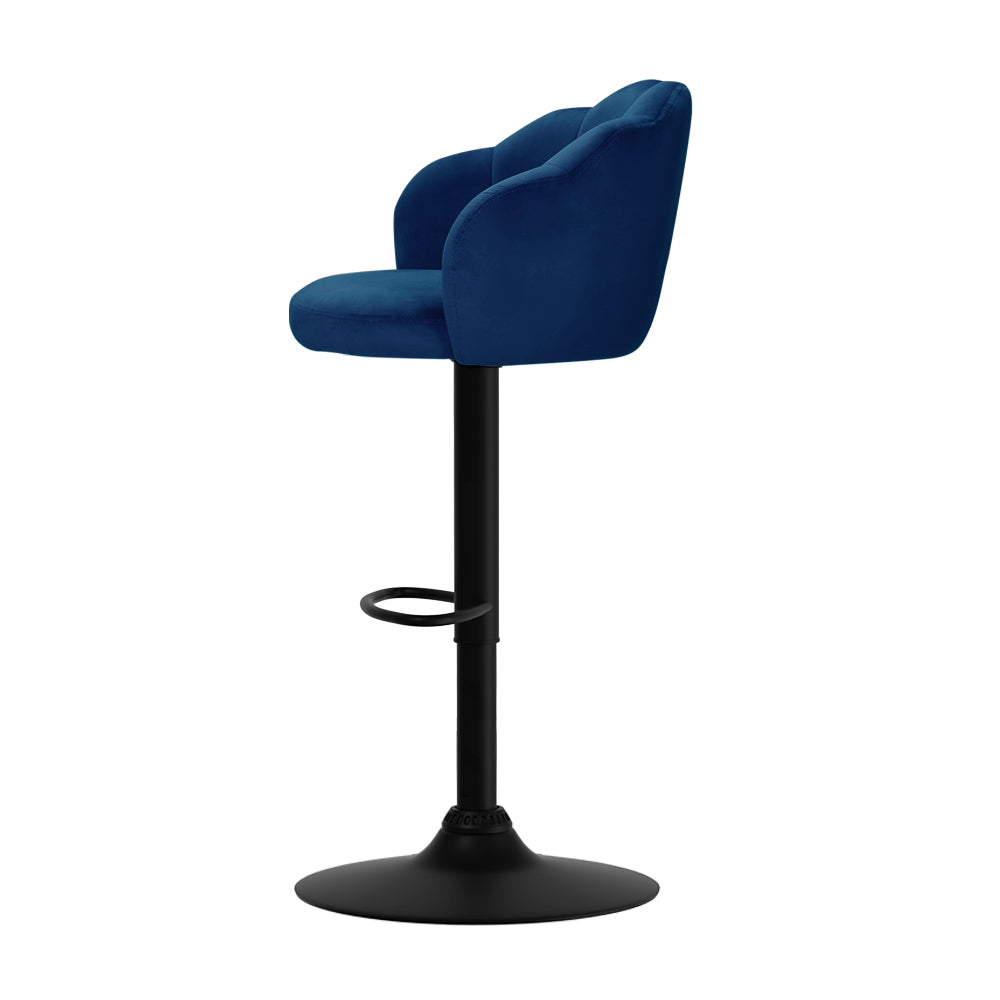 artiss 2x bar stools gas lift velvet blue