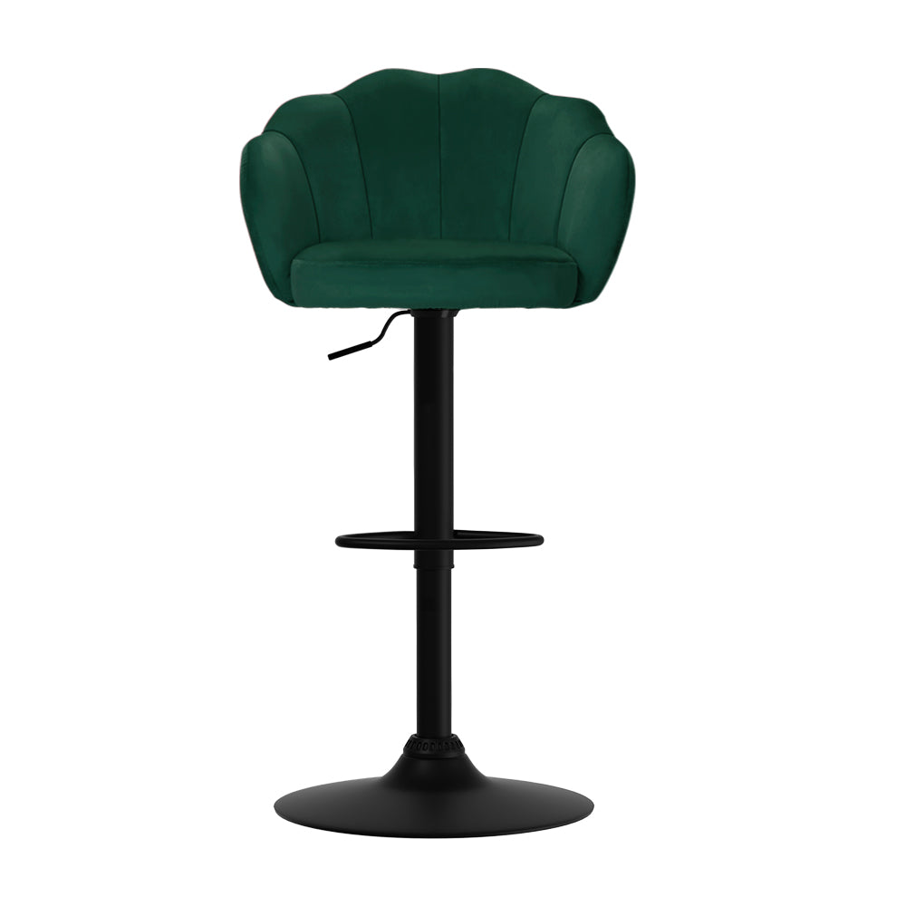 artiss 2x bar stools gas lift velvet green