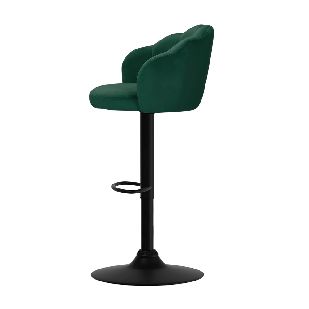 artiss 2x bar stools gas lift velvet green