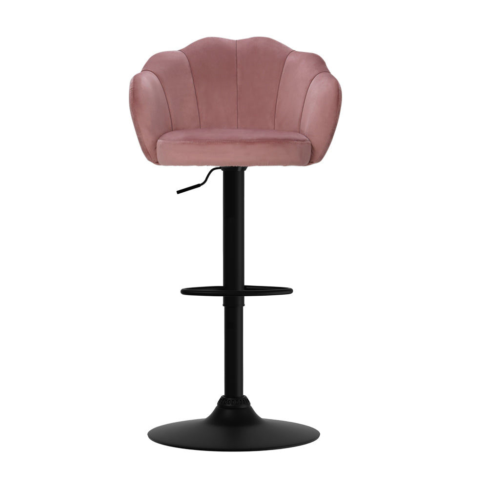 artiss 2x bar stools gas lift velvet pink