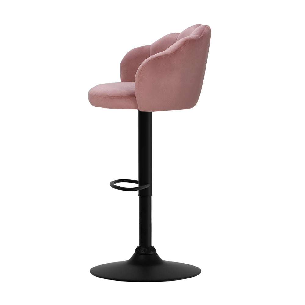 artiss 2x bar stools gas lift velvet pink