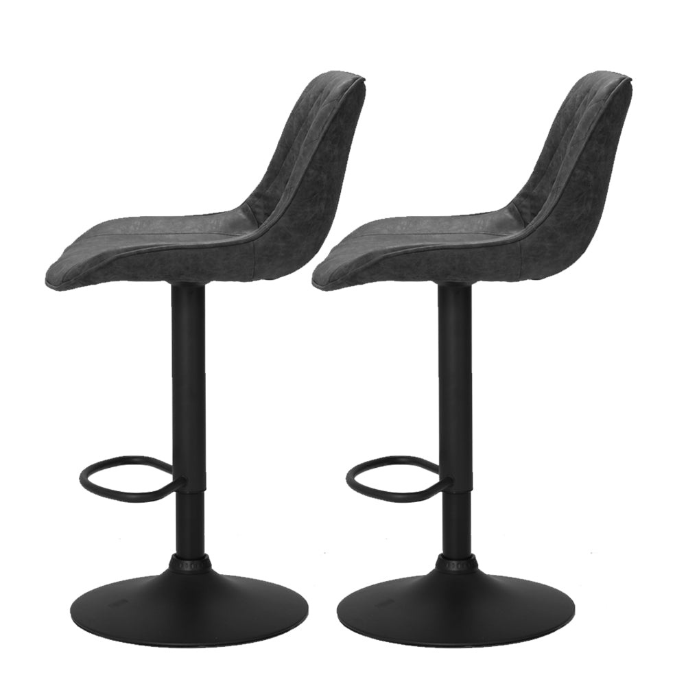 artiss 2x bar stools gas lift vintage leather black