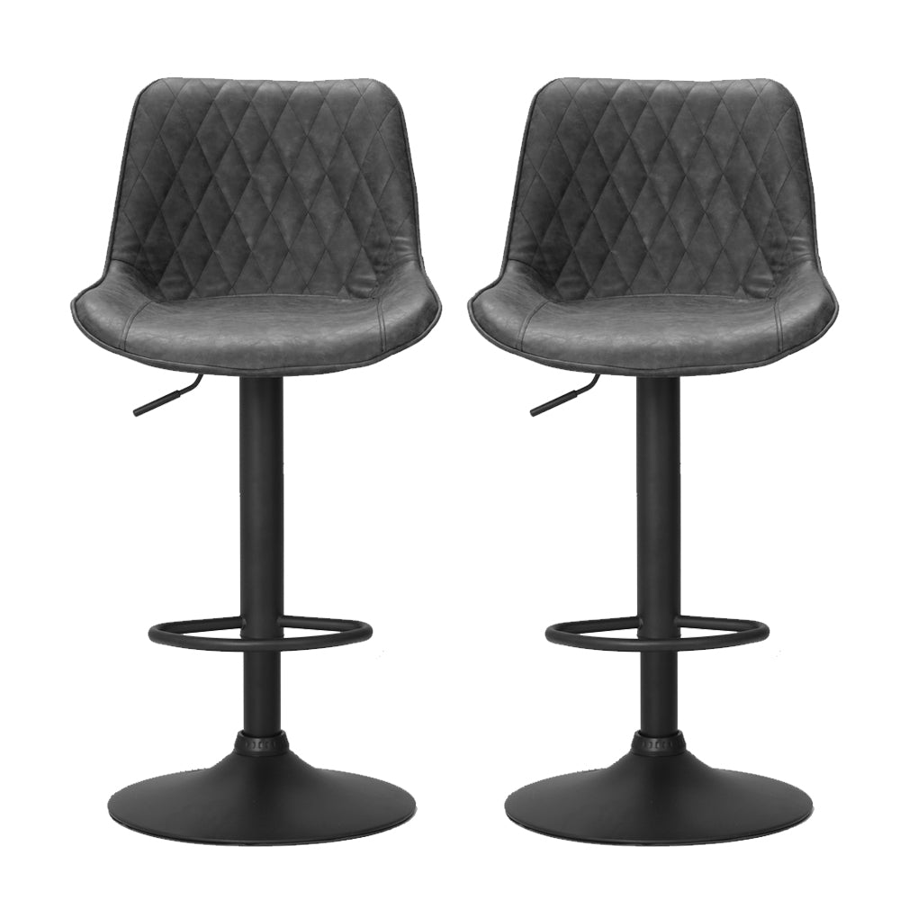 artiss 2x bar stools gas lift vintage leather black