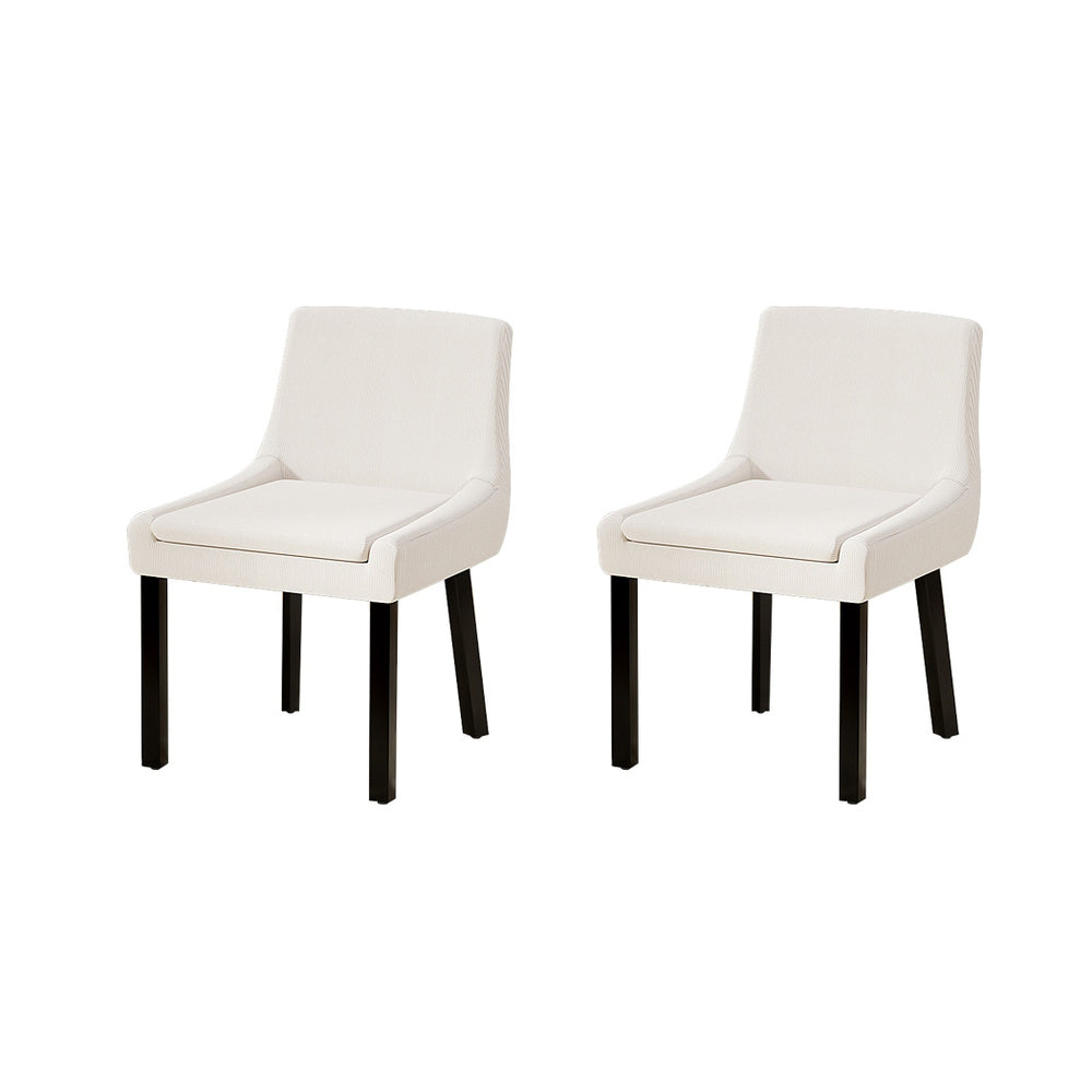 artiss dining chairs set of 2 corduroy wooden beige