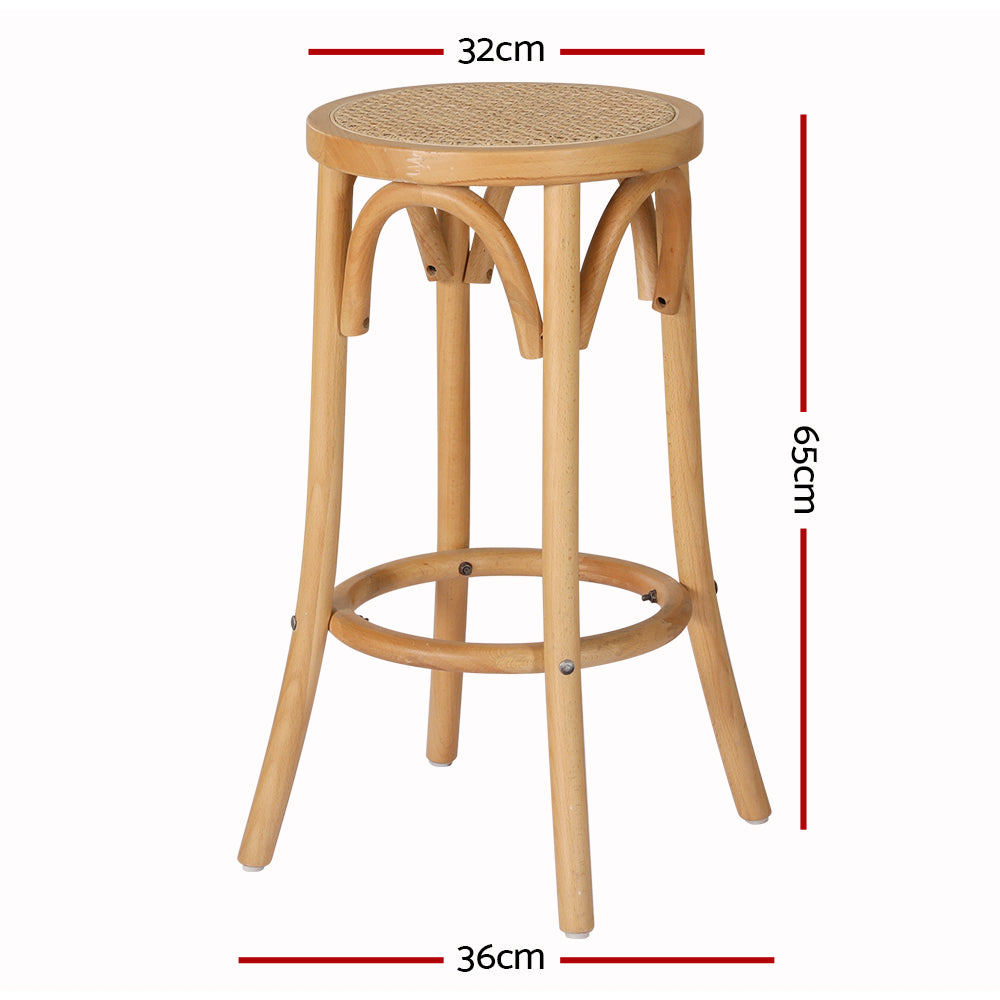 artiss bar stool rattan seat wooden