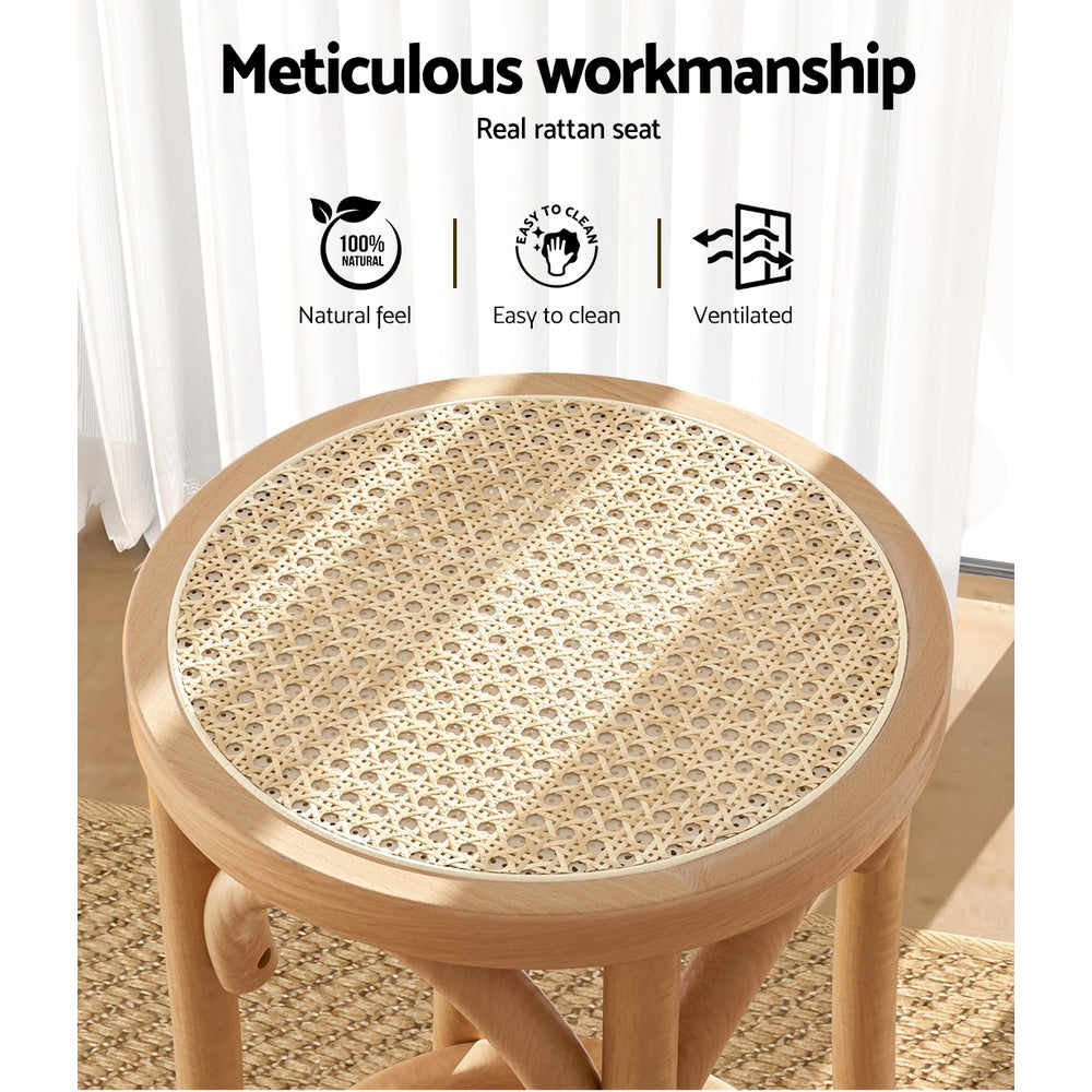 artiss bar stool rattan seat wooden