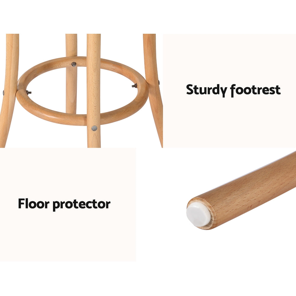 artiss 2x bar stoosl rattan seat wooden