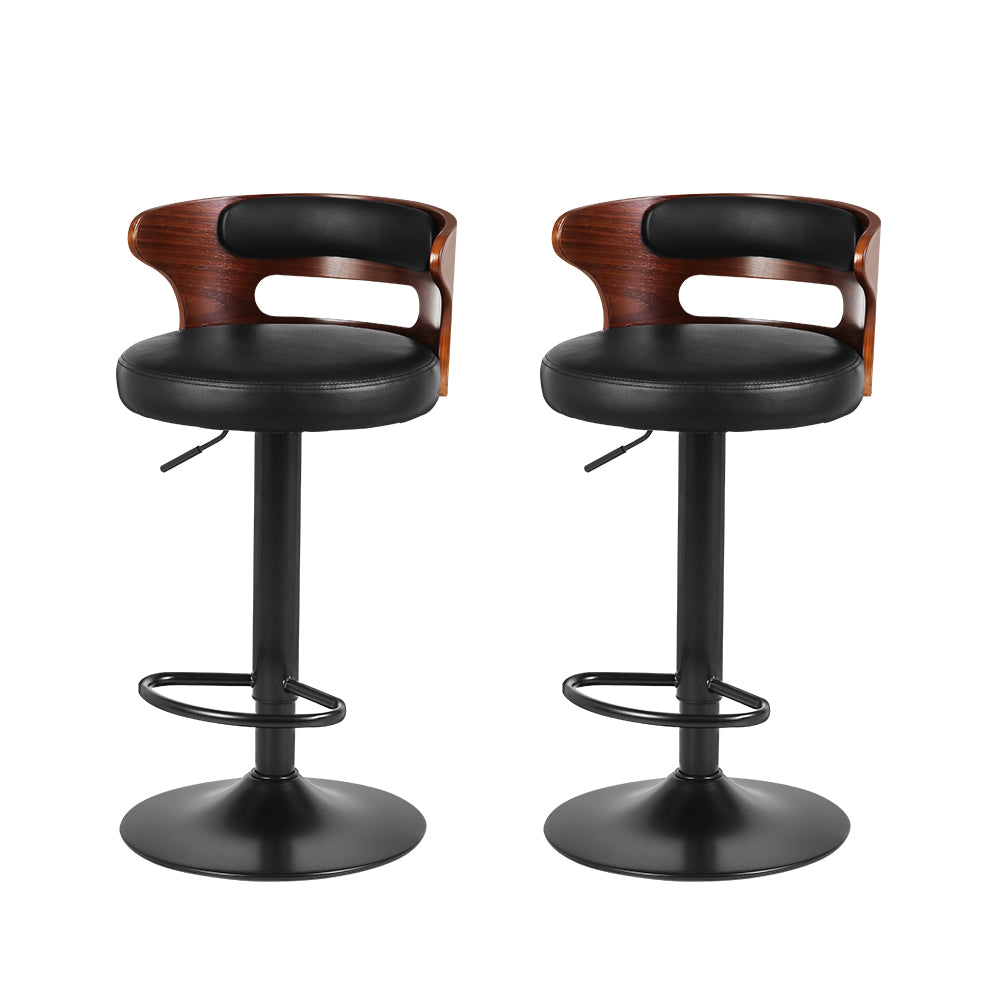 artiss 2x bar stools gas lift faux leather