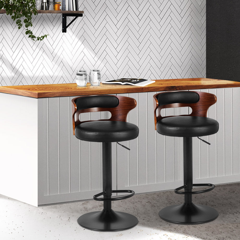 artiss 2x bar stools gas lift faux leather