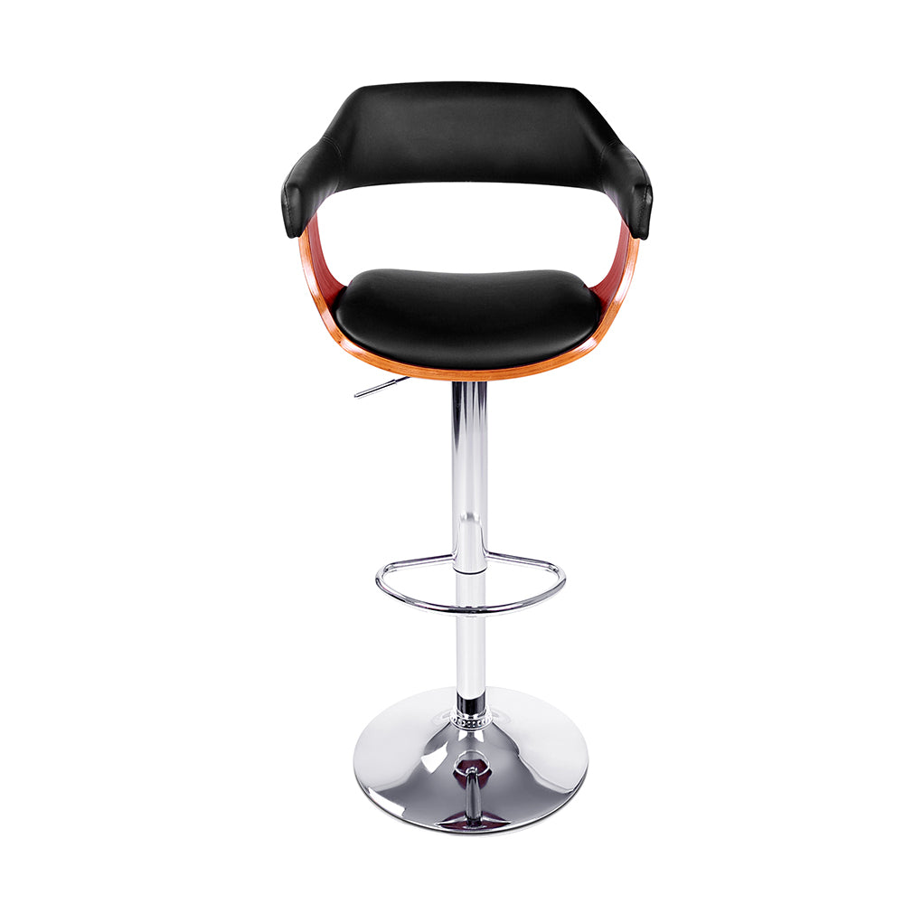 artiss 2x bar stools gas lift leather w/armrest black