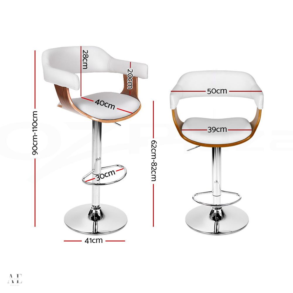 artiss bar stools with gas lift - white