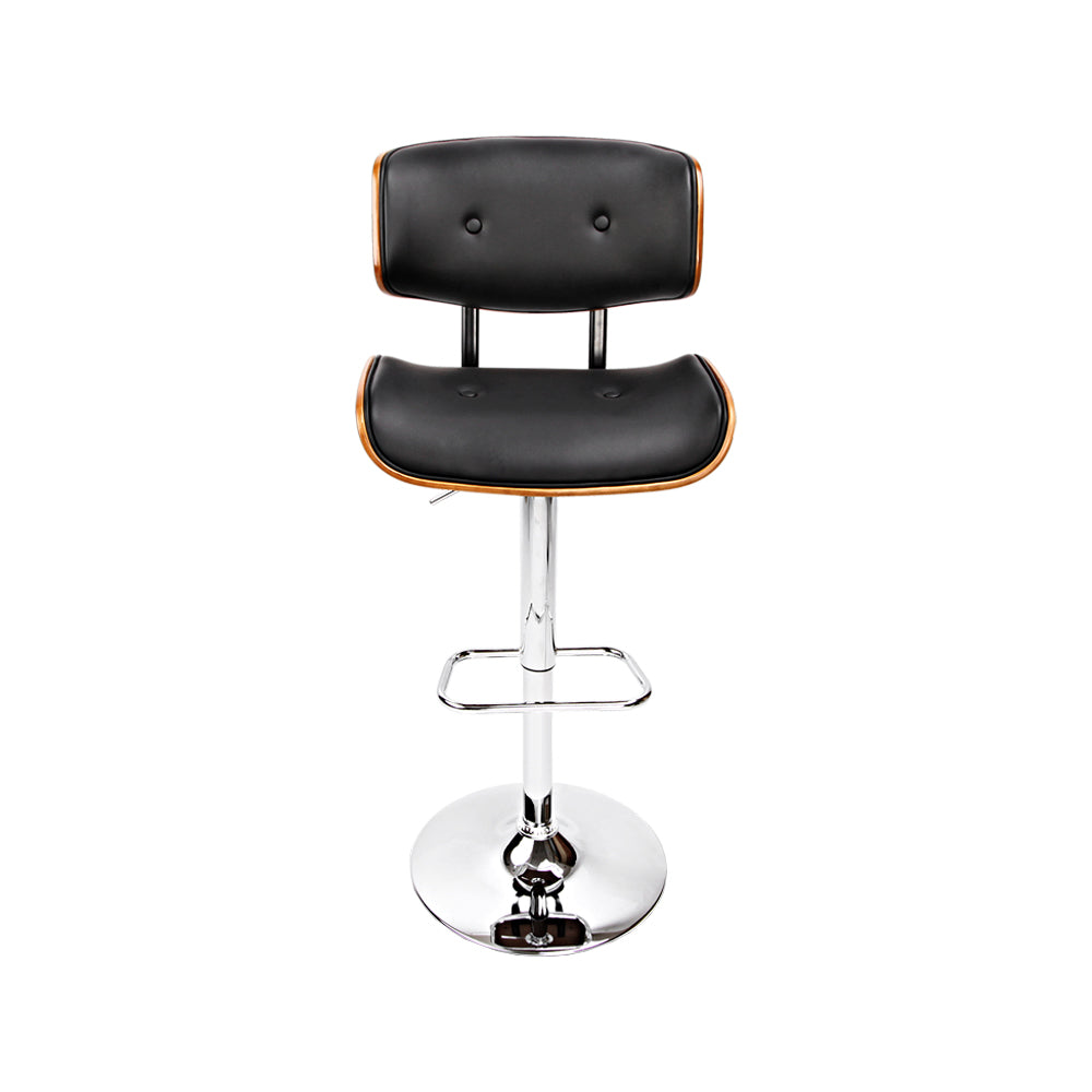 artiss 2x bar stools gas lift leather black