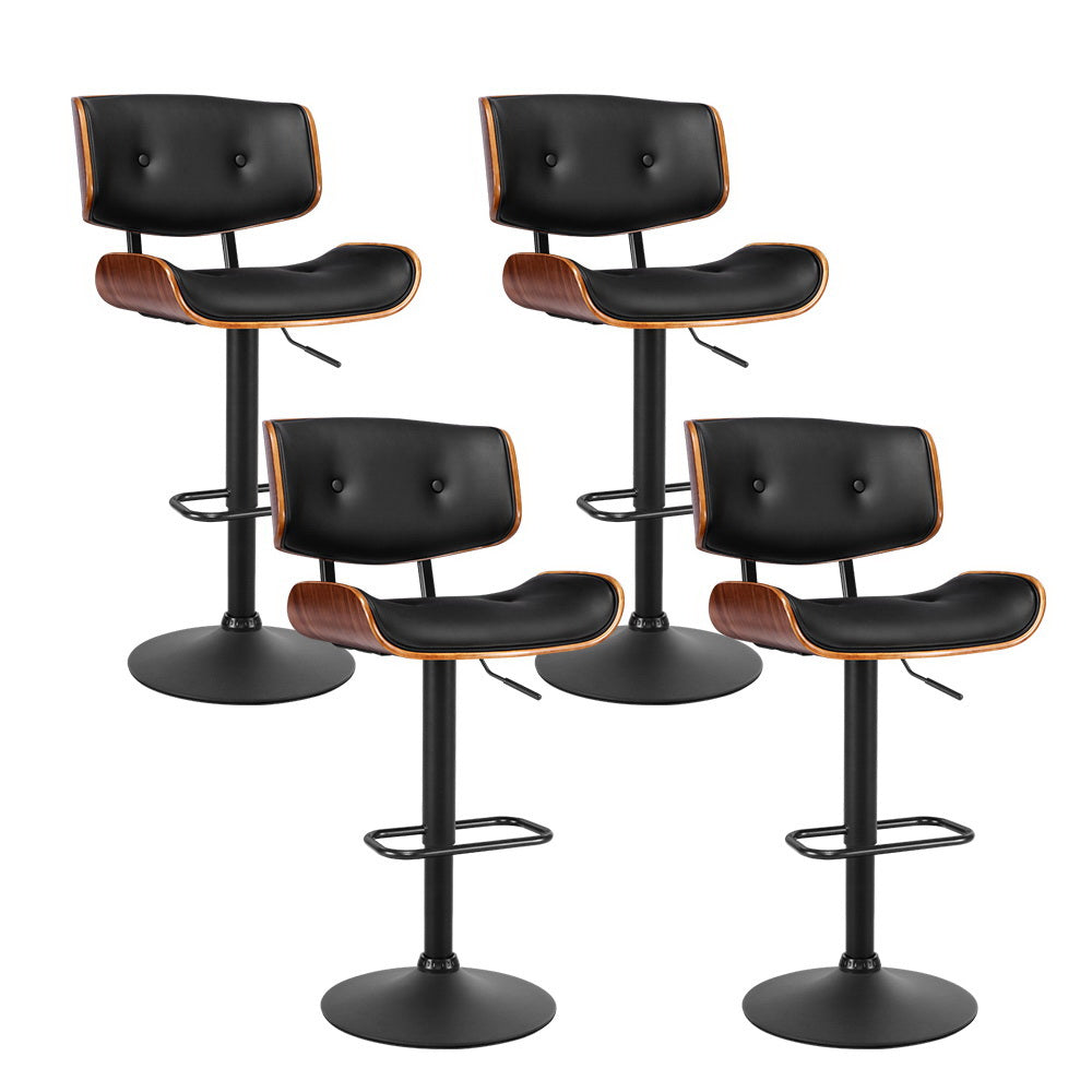 artiss 4x bar stools gas lift leather all black