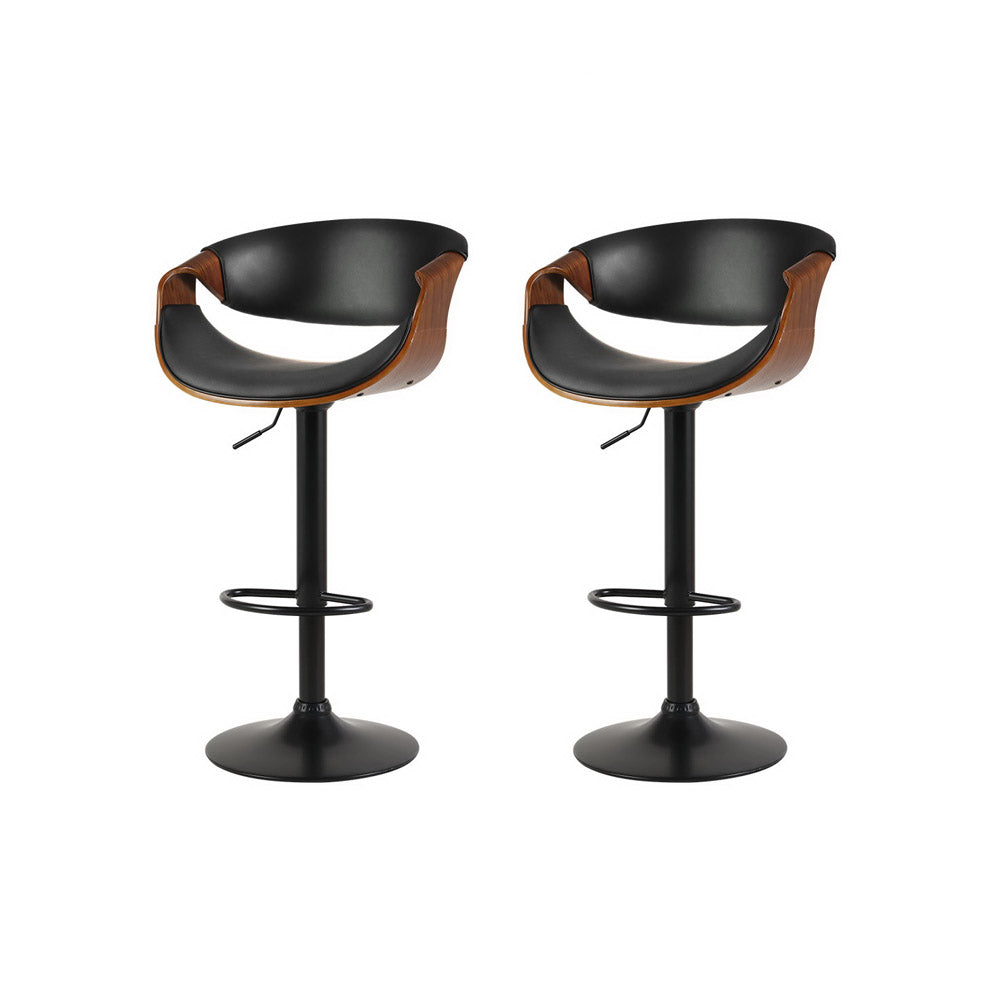 artiss 2x bar stools gas lift leather w/armrest