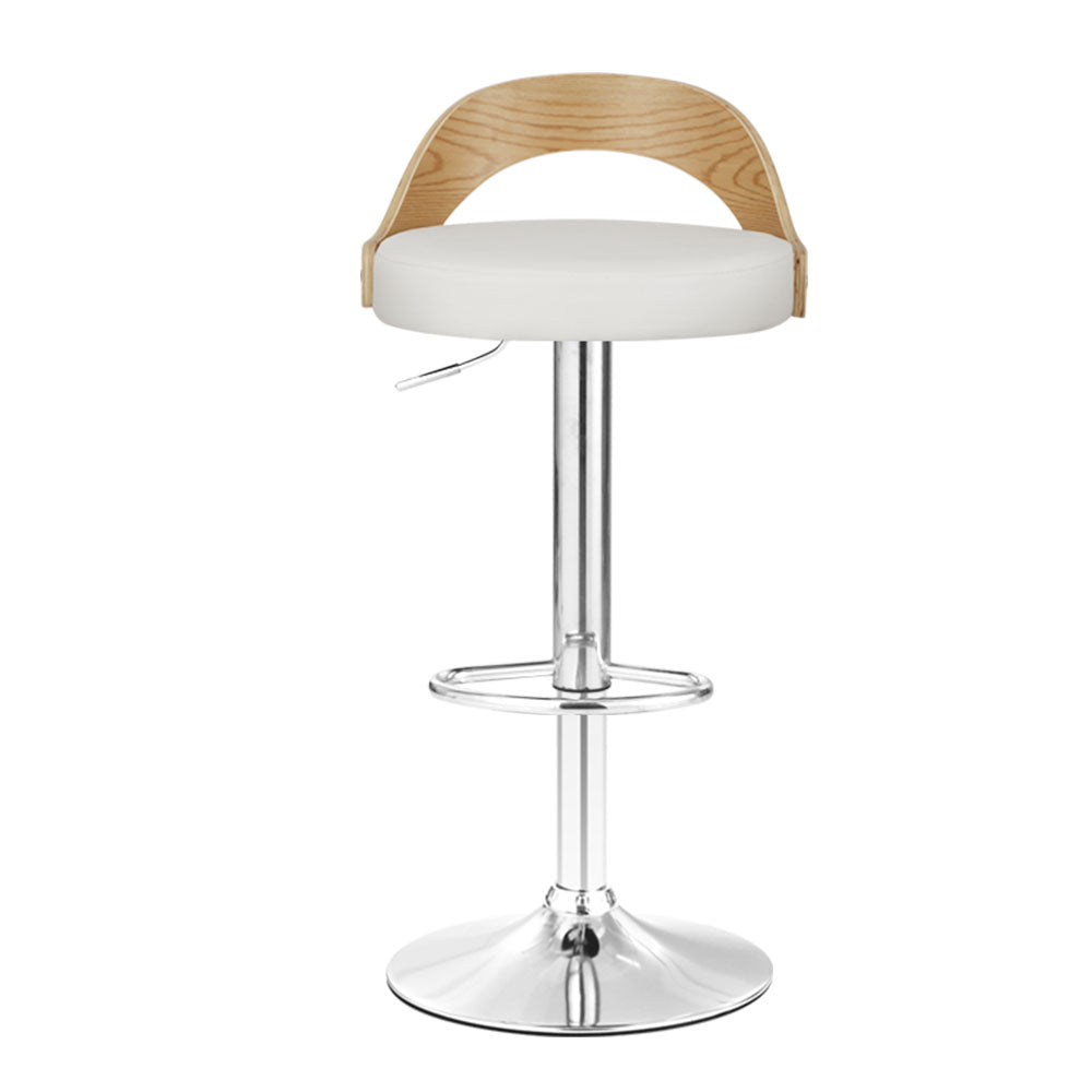 artiss 2x bar stools adjustable leather padded white