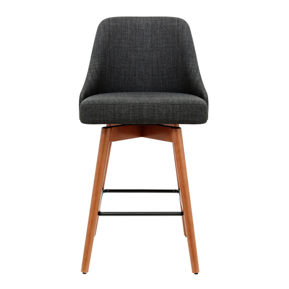 artiss 2x bar stools swivel seat wooden charcoal