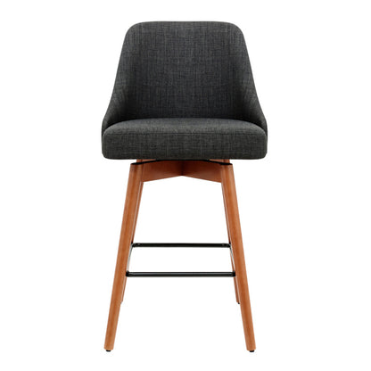 Artiss 2x Bar Stools Swivel Seat Wooden Charcoal