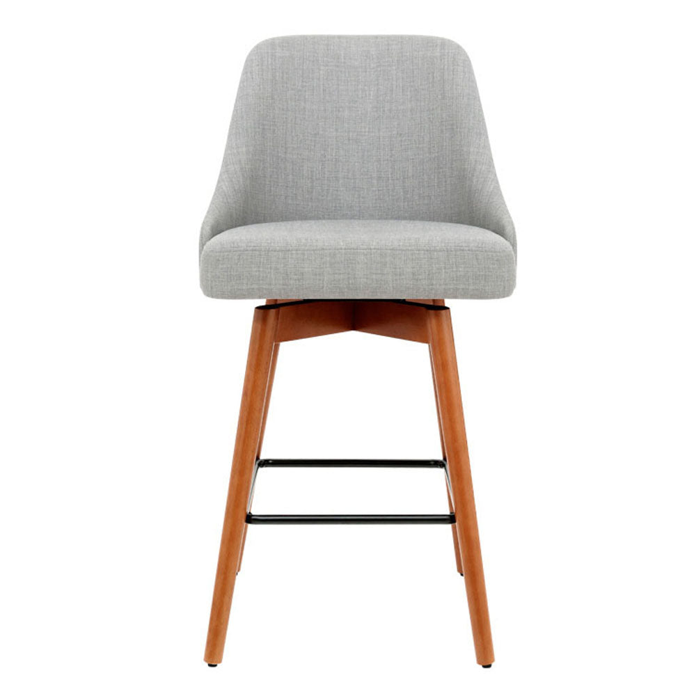 artiss 2x bar stools swivel seat wooden grey