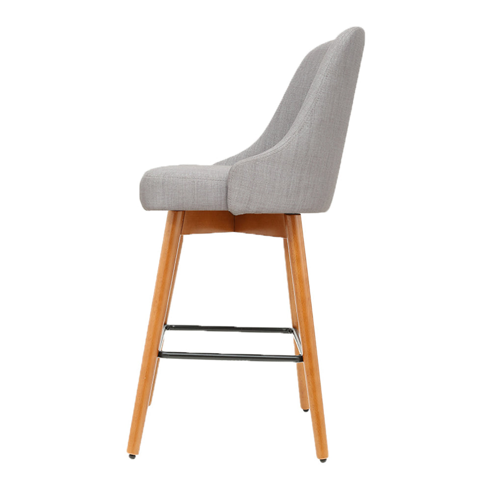 artiss 2x bar stools swivel seat wooden grey