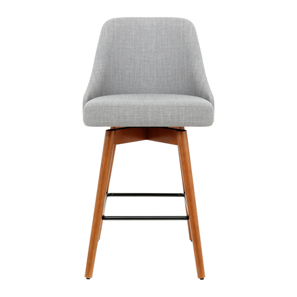 artiss 4x bar stools swivel seat wooden grey