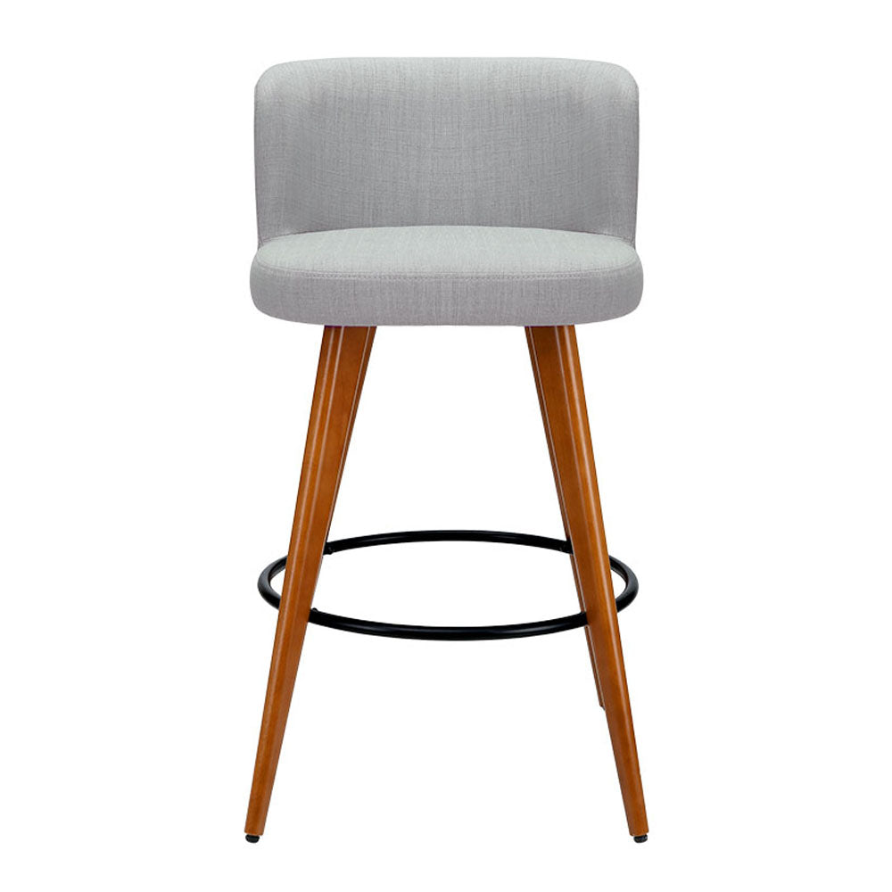 artiss 2x bar stools linen padded wooden grey