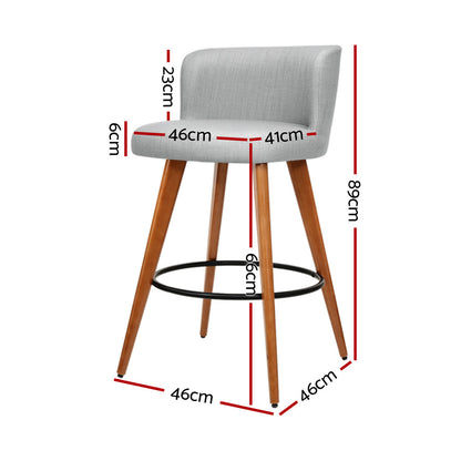 Artiss 4x Bar Stools Linen Padded Wooden Grey