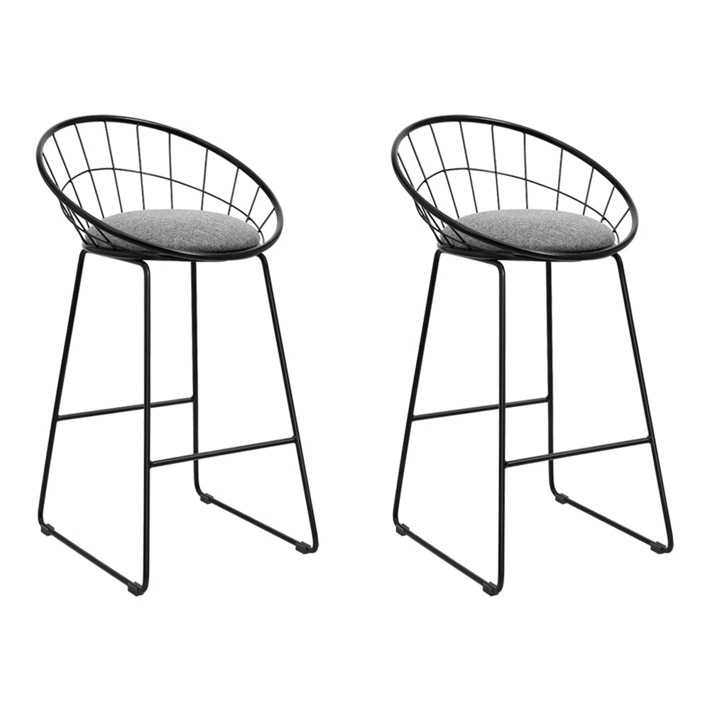 artiss 2x bar stools padded seat metal