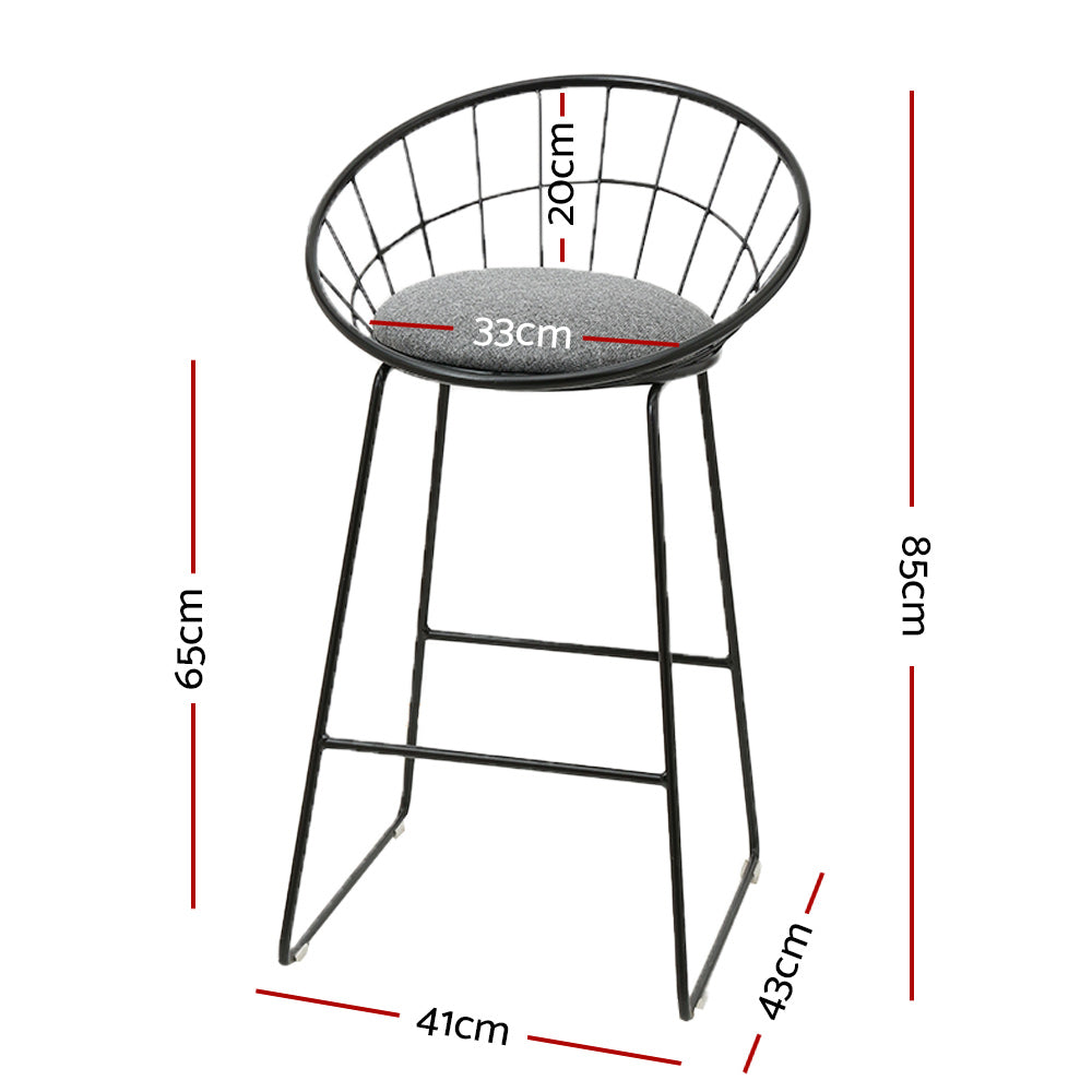 artiss 2x bar stools padded seat metal