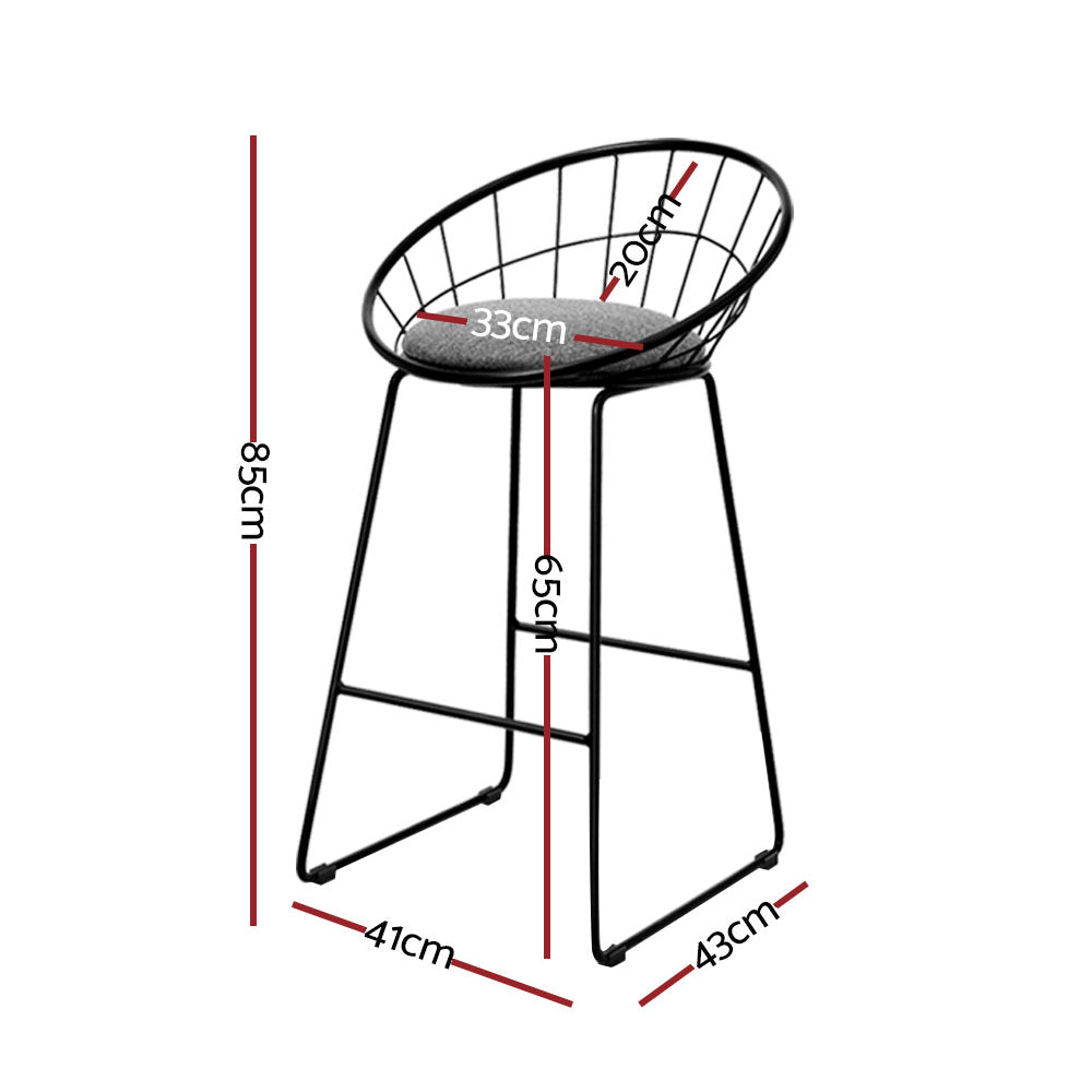 artiss 4x bar stools padded seat metal