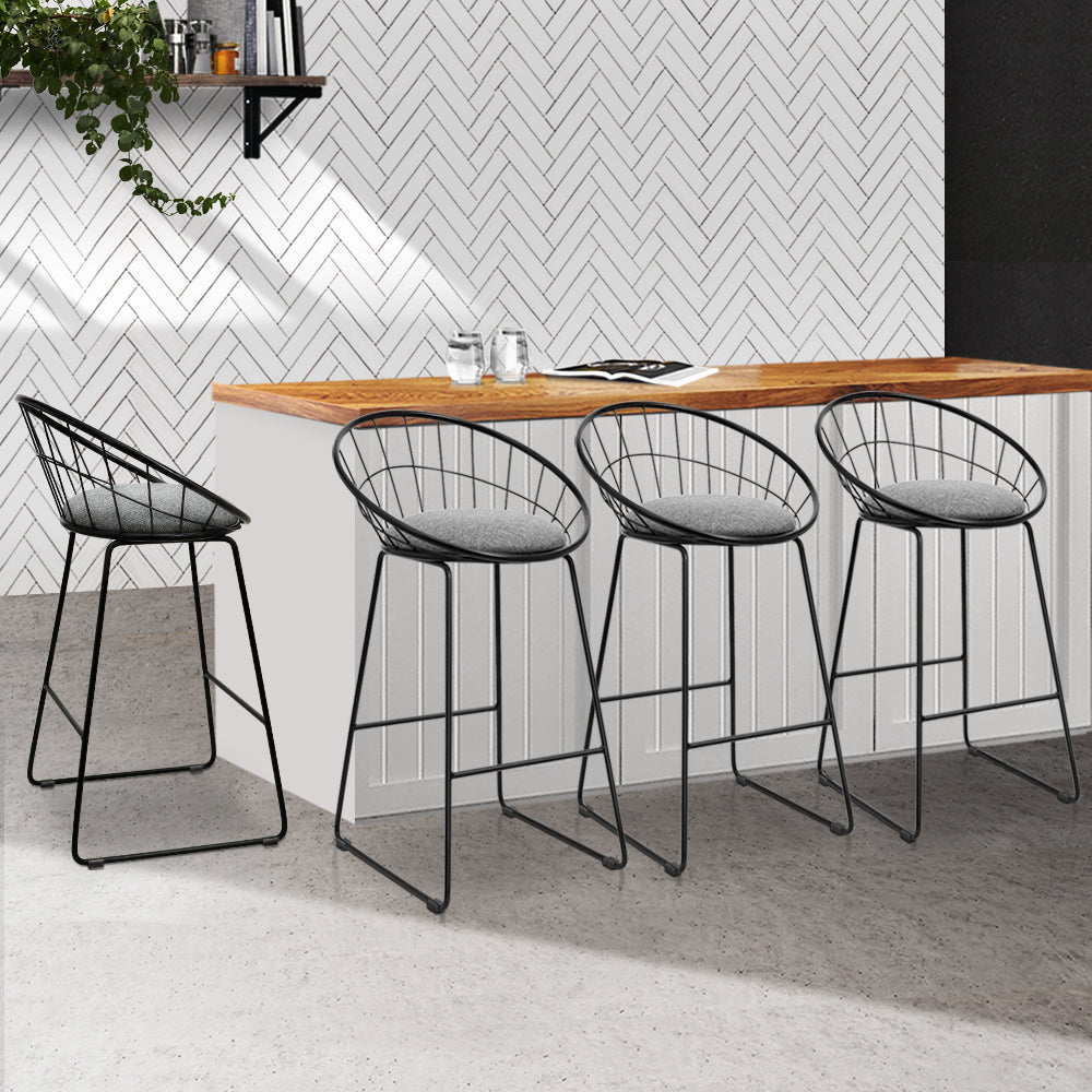 artiss 4x bar stools padded seat metal