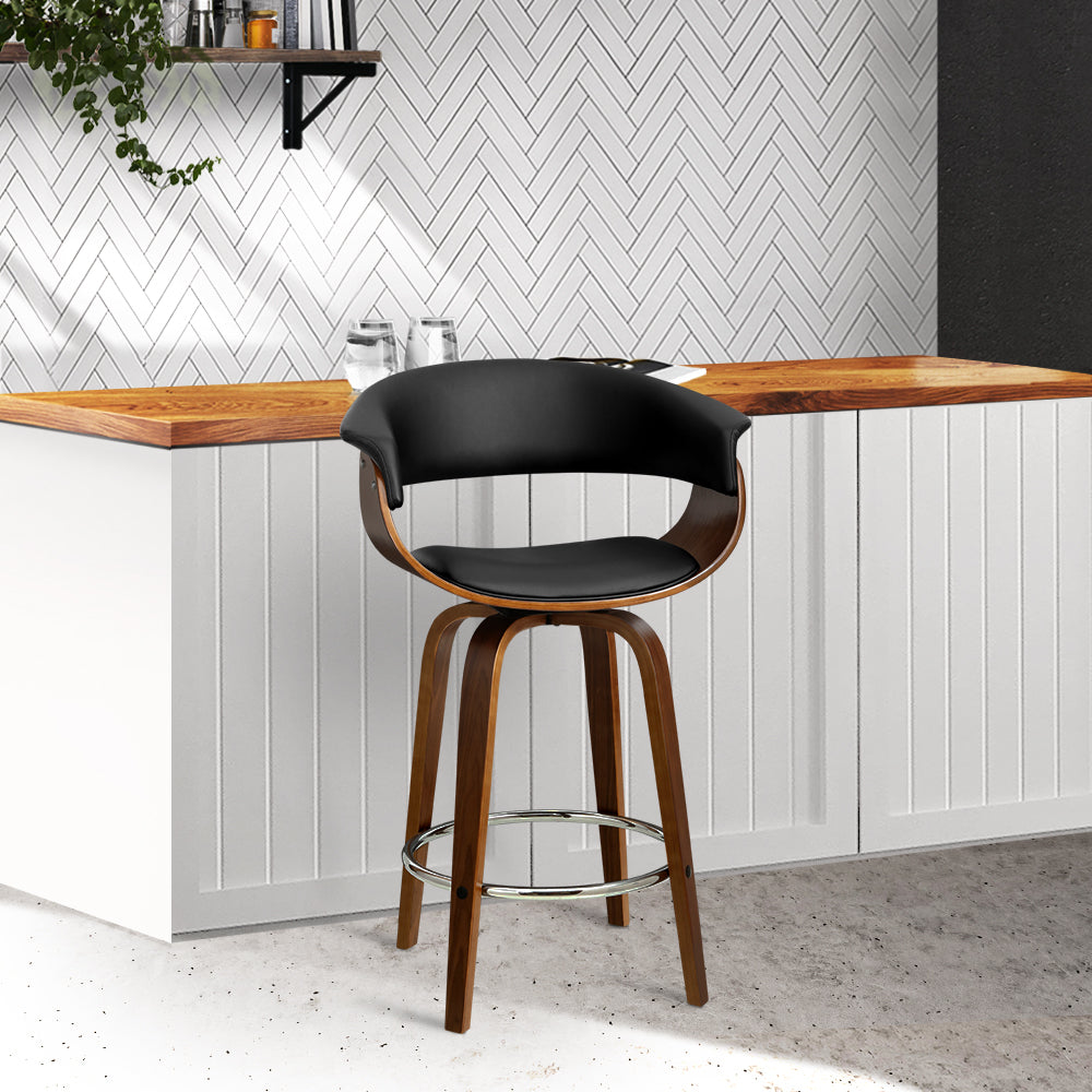 artiss bar stools swivel pu seat wooden