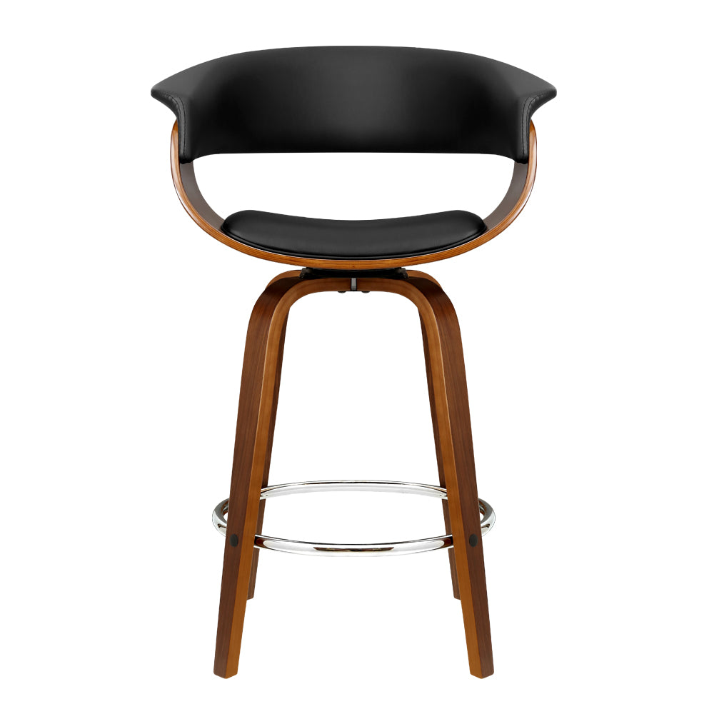 artiss 2x bar stools swivel pu seat wooden