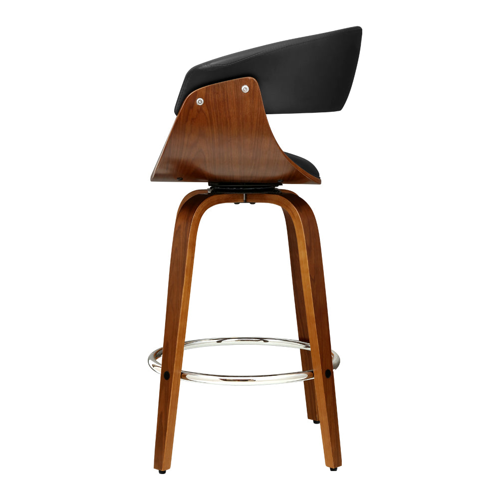 artiss 2x bar stools swivel pu seat wooden