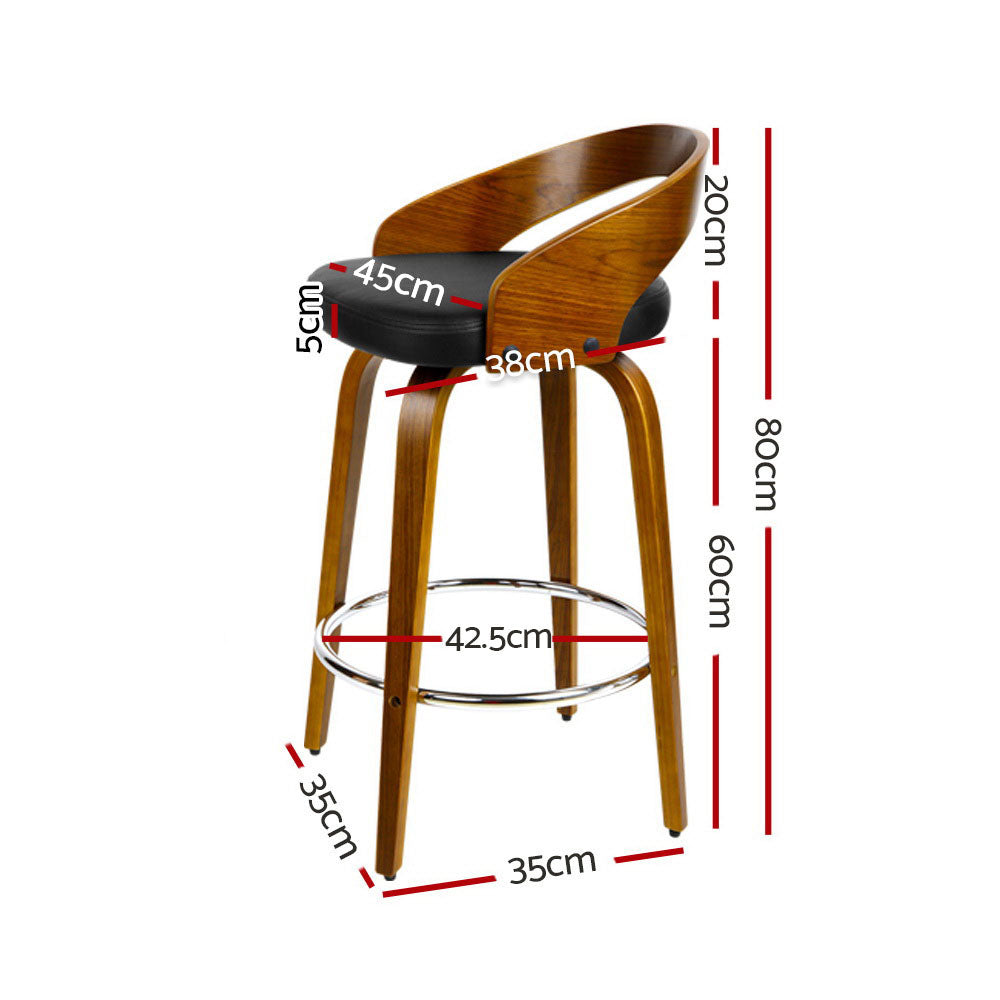 artiss 2x bar stools swivel seat curving backrest