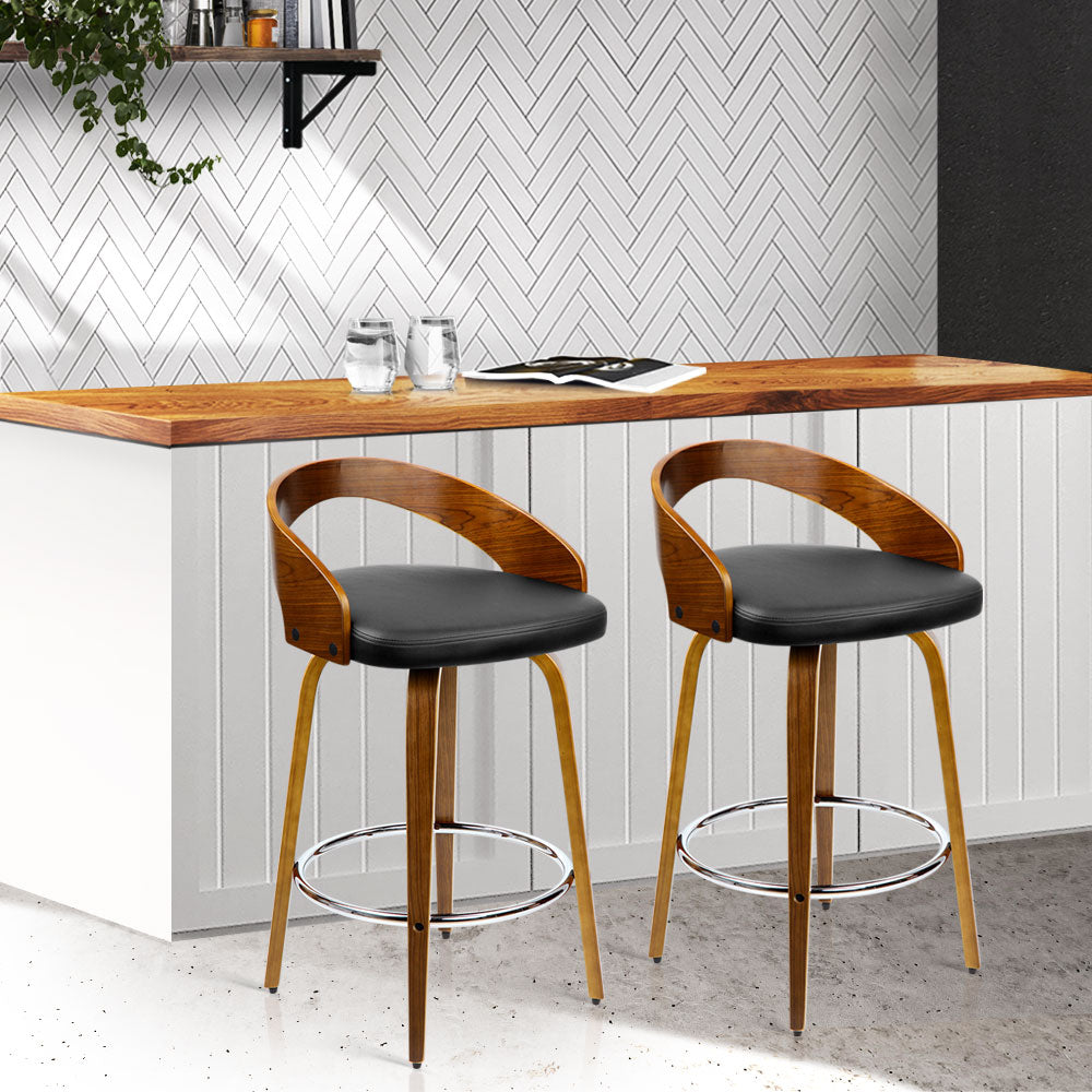 artiss 2x bar stools swivel seat curving backrest